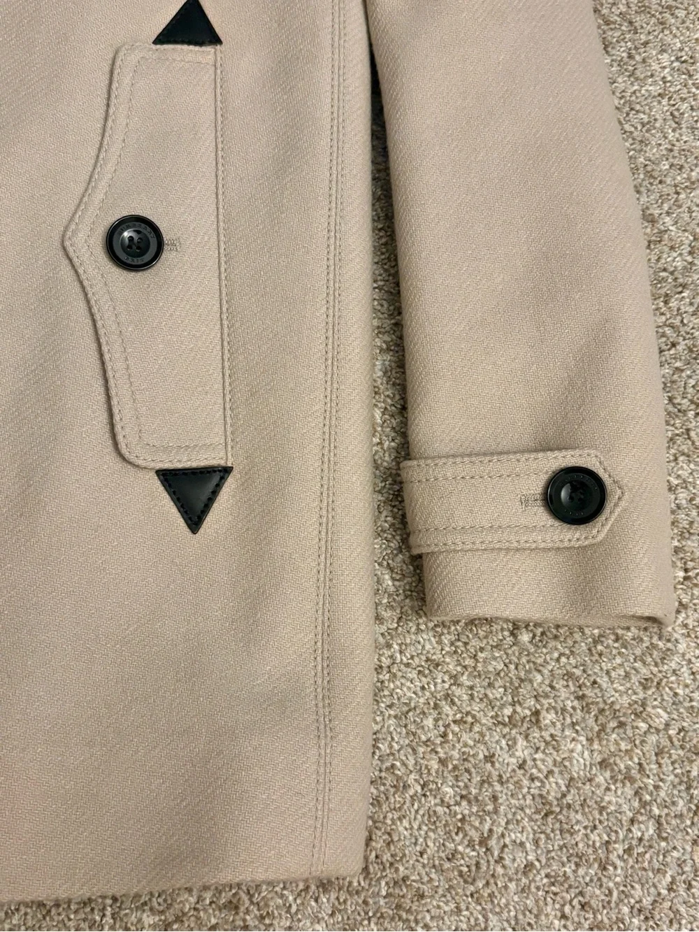 Burberry NWT Wool Blend Short Coat Detachable Quilted Liner Bag Cream UK 4 US 2